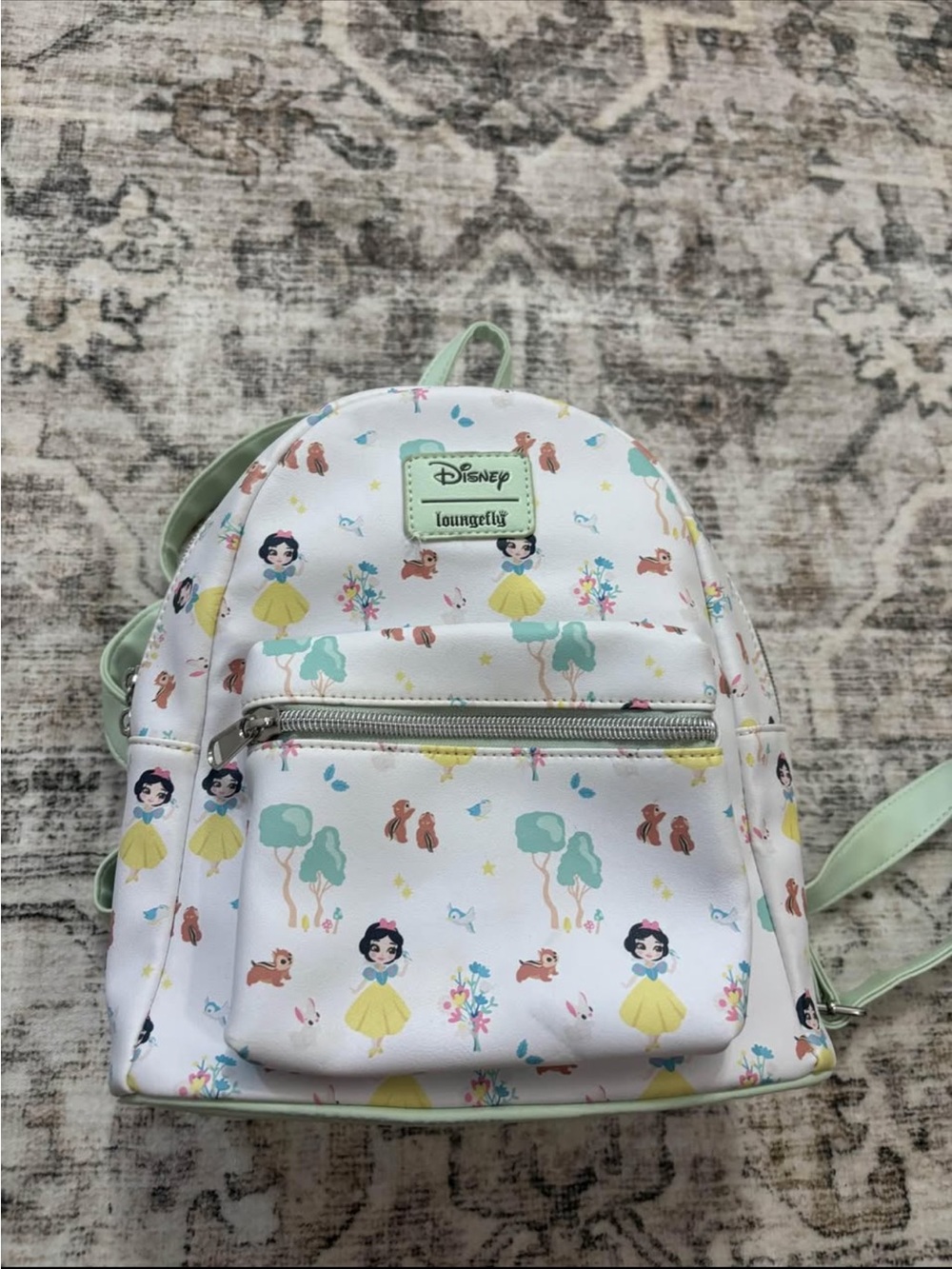 Loungefly Disney Snow White Mini Backpack - White with Pastel Green and Yellow
